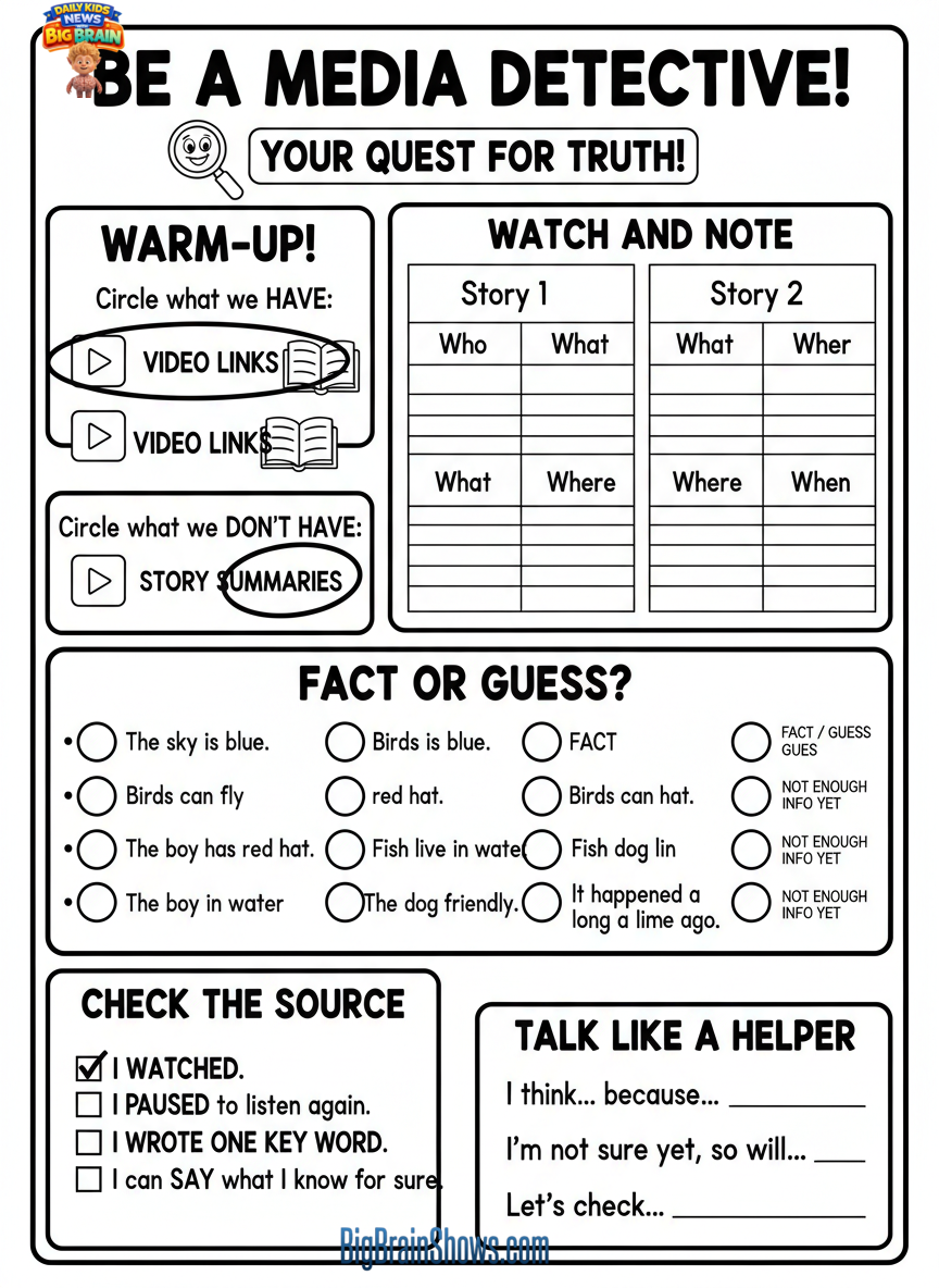 Episode 3 Activity Sheet: Be a Careful News Helper