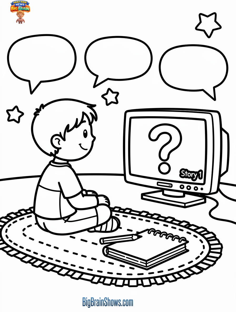 Story 1: Watch-and-Learn TV Coloring Page