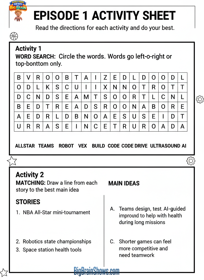 Episode 1 Activity Sheet: Teamwork, Try-Again Science, and Space Health