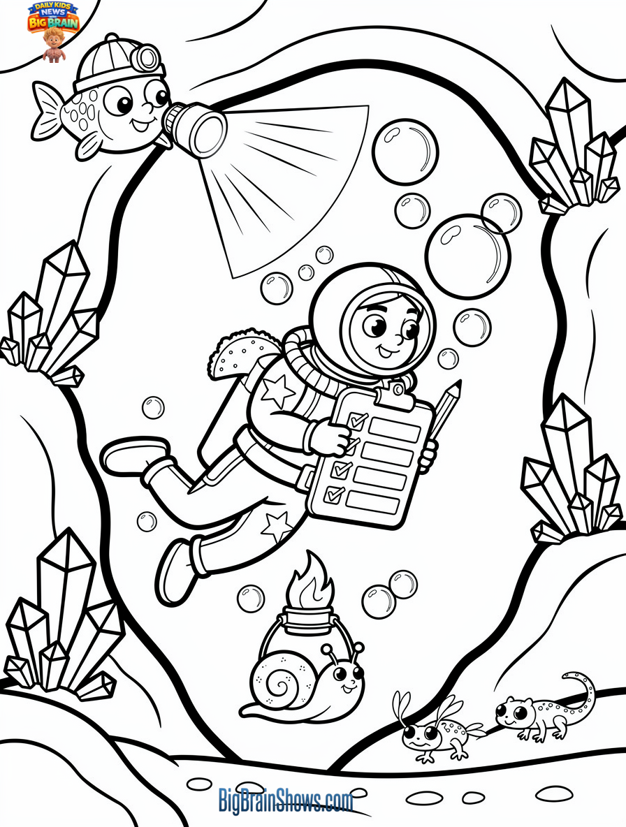 Coloring Page: Exploring Phantom Springs Cave