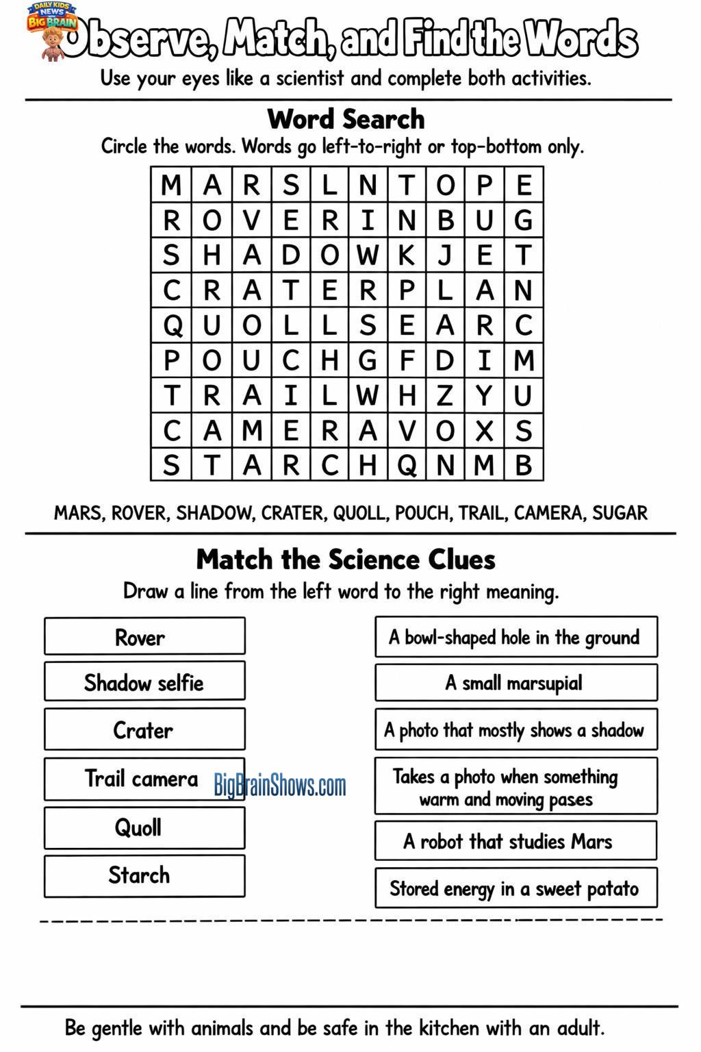 Episode 8 Activity Sheet: Observe, Match, and Find the Words