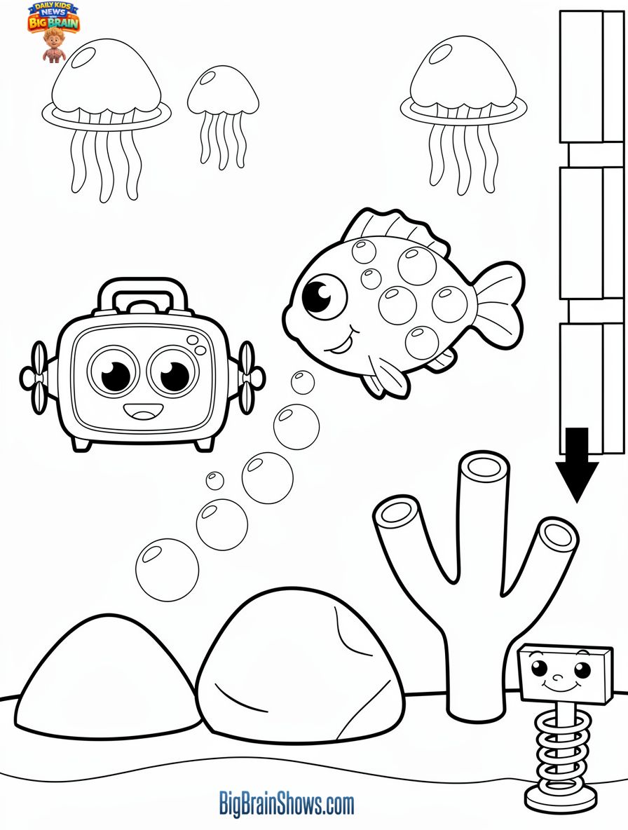 Coloring Page: The Bumpy Snailfish and the Robot Submarine