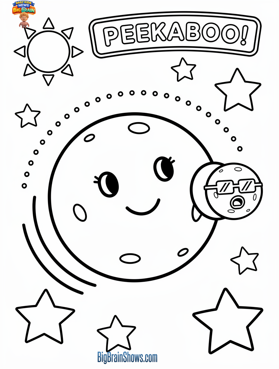 Coloring Page: The Moon Hides Mercury (Lunar Occultation)
