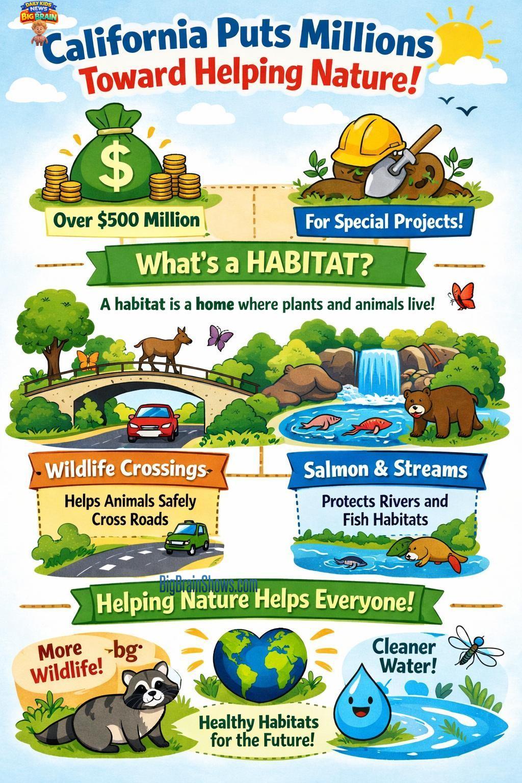 Infographic: Nature Helper Projects (Habitats, Crossings, and Salmon)