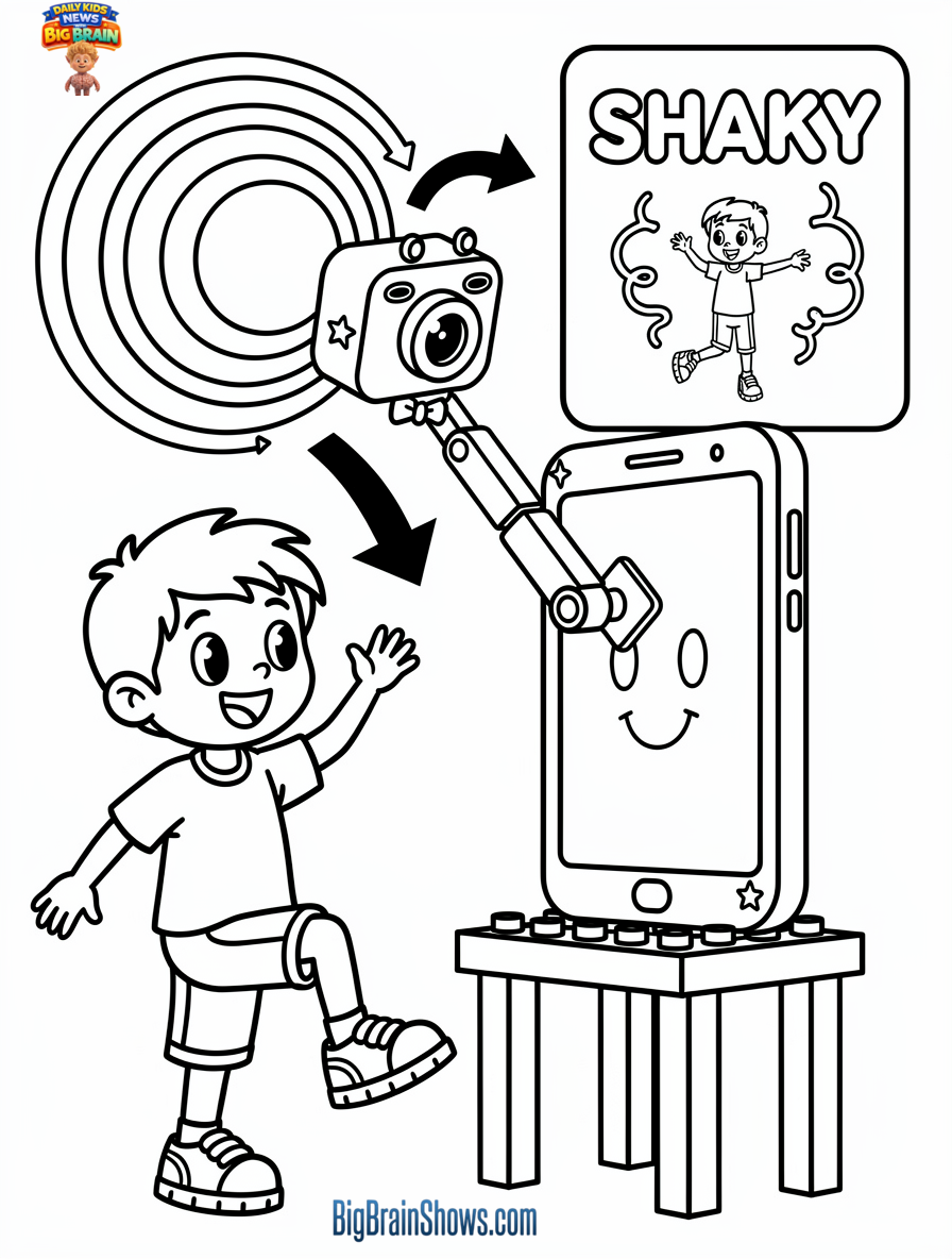 Coloring Page: The Robot Phone Camera Helper