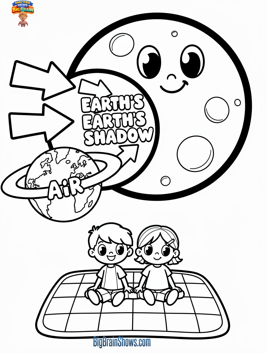 Coloring Page: The Moon Turns Copper-Red (Total Lunar Eclipse)