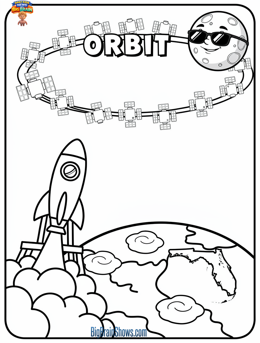 Rocket Delivery to Orbit Coloring Page