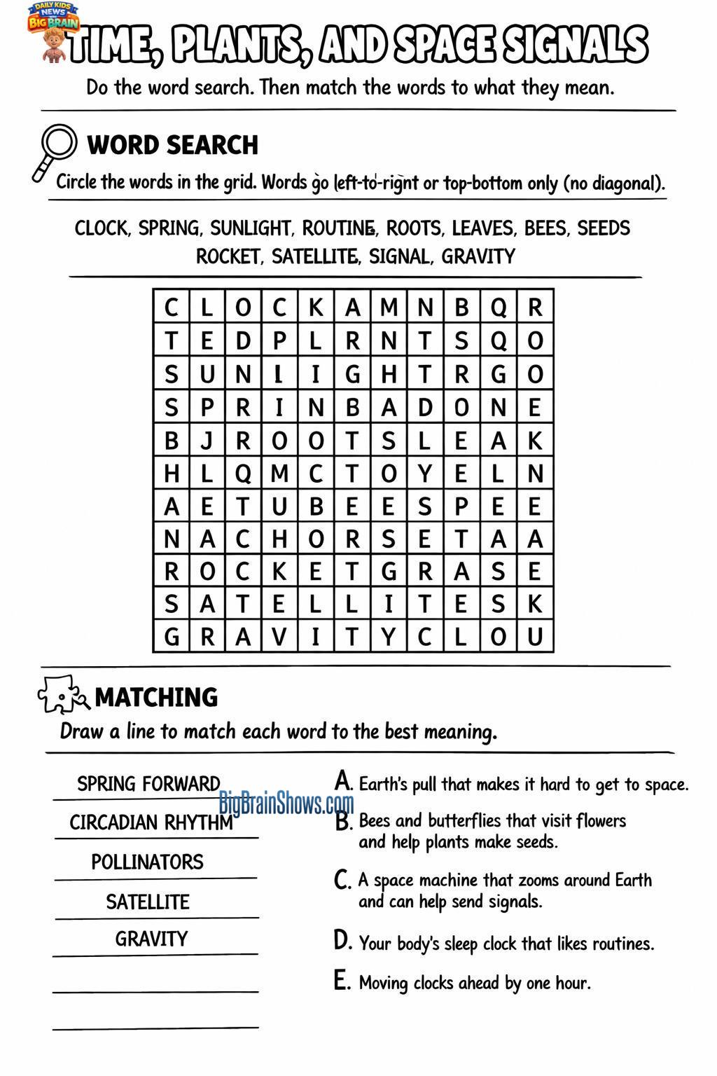 Episode 21 Activity Sheet: Time, Plants, and Space Signals