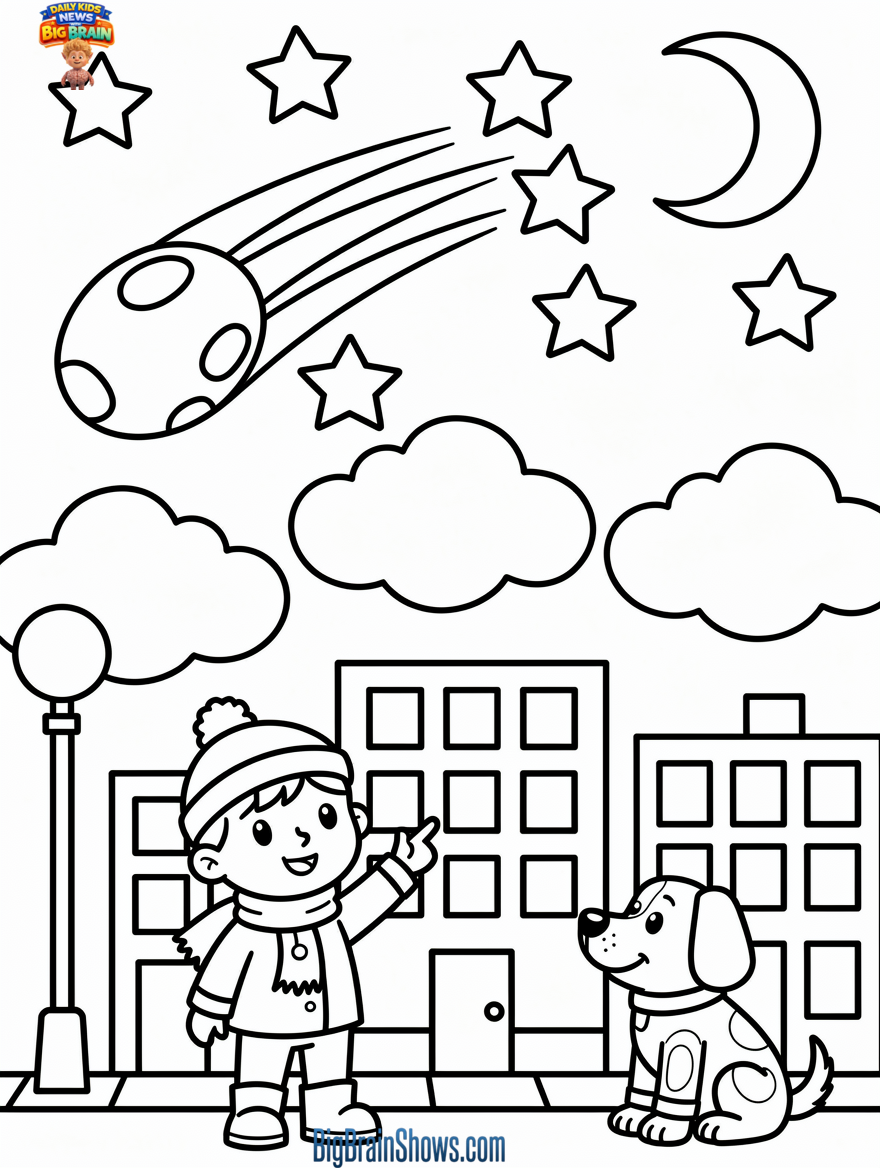 A Bright Meteor Over a Town in Europe