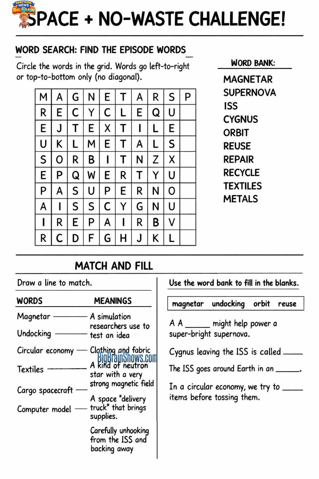 Episode 25 Activity Sheet: Space Systems and No-Waste Loops