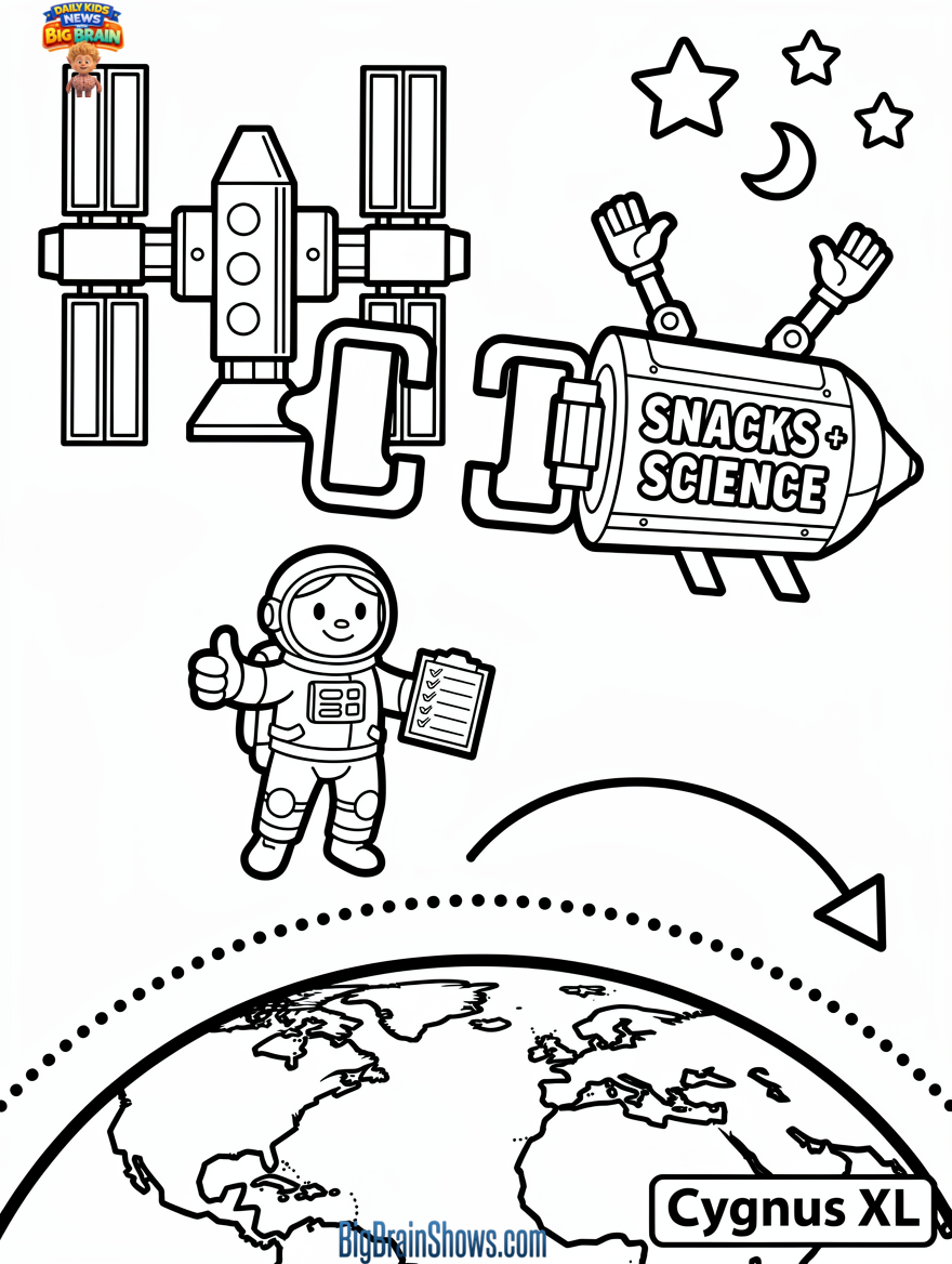 Coloring Page: Cygnus XL Carefully Undocks from the ISS