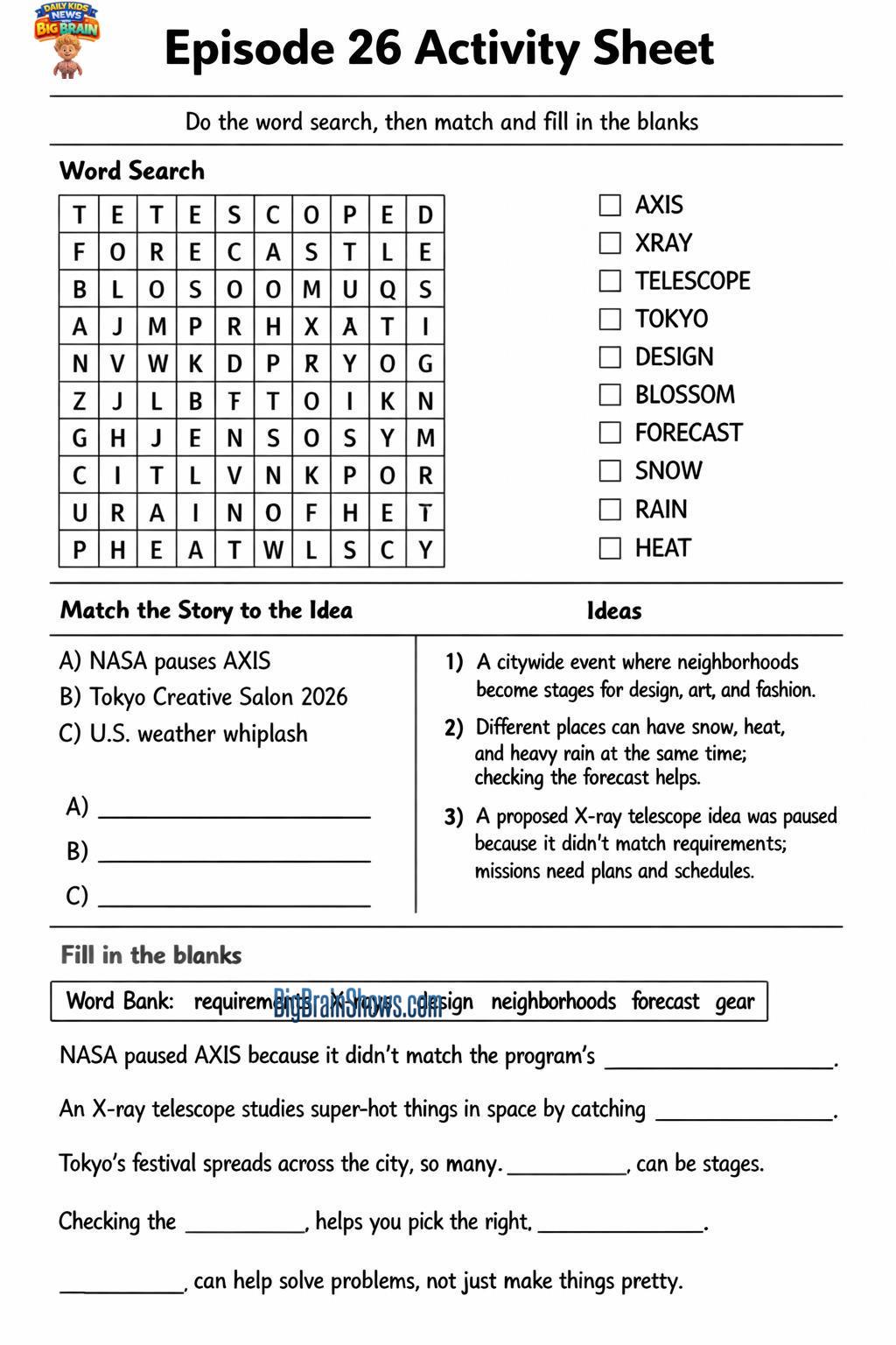 Episode 26 Activity Sheet: Plan It Like a Scientist, Create It Like a Designer