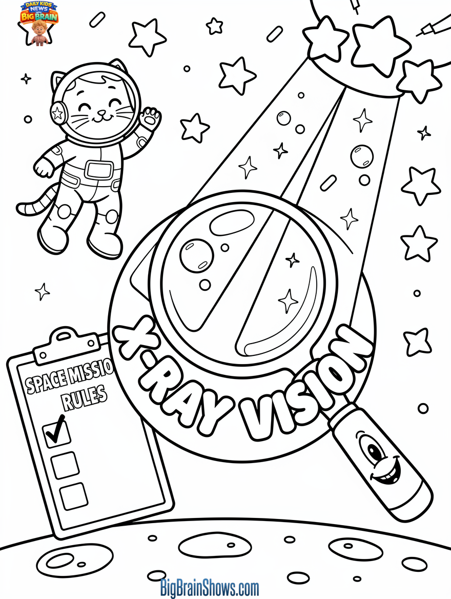 Coloring Page: X-Ray Telescope Planning in Space