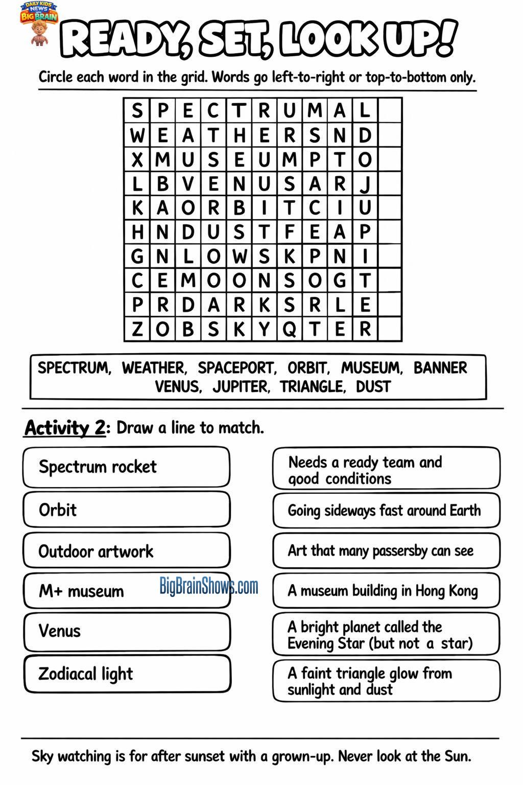 Episode 33 Activity Sheet: Ready, Set, Look Up!