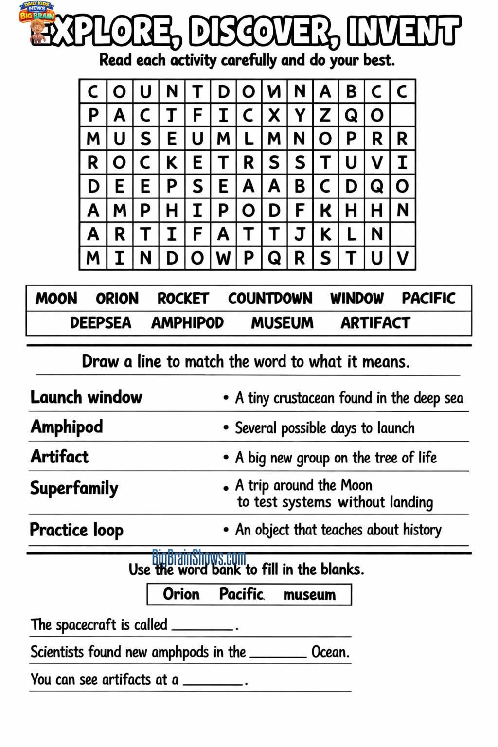 Episode 37 Activity Sheet: Explore, Discover, Invent