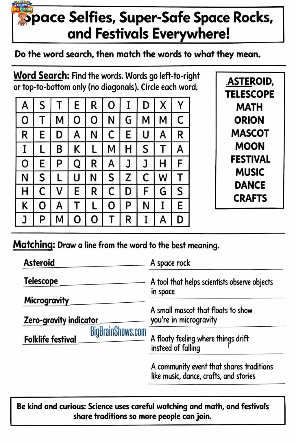 Episode 43 Activity Sheet: Space Tracking + Festival Traditions