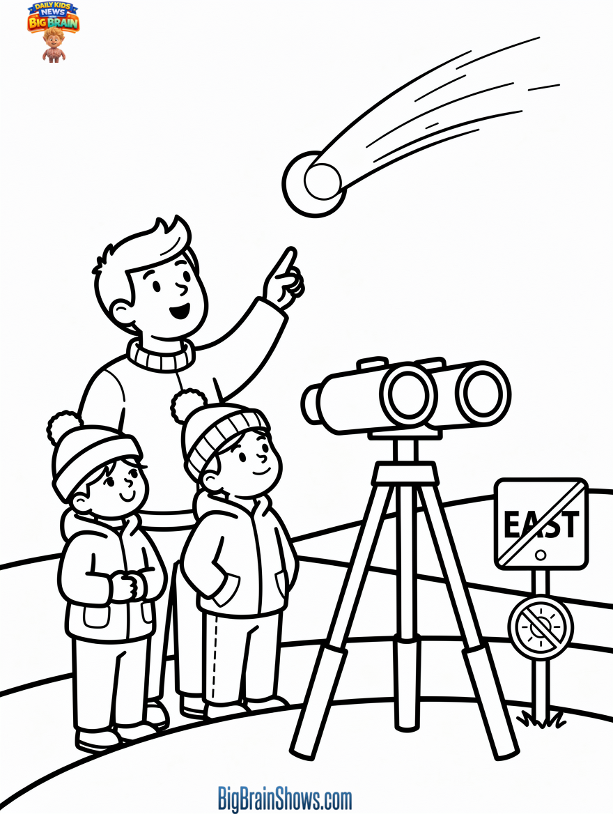 Coloring Page: Safe Comet Spotting Before Sunrise