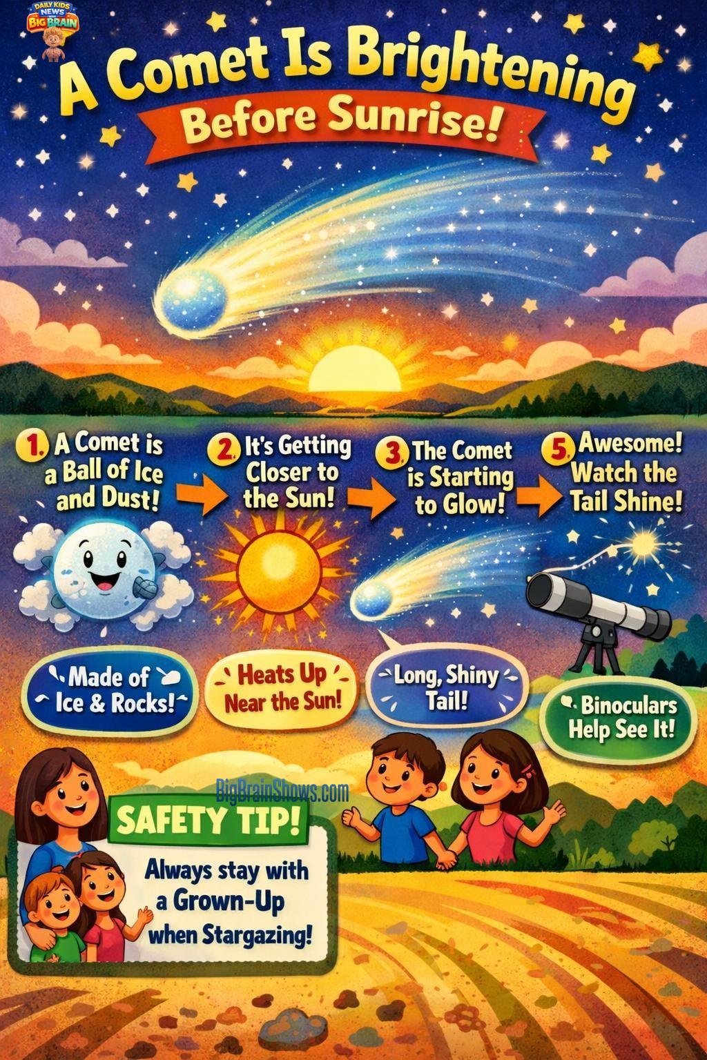 Infographic: Comets and Safe Before-Sunrise Viewing