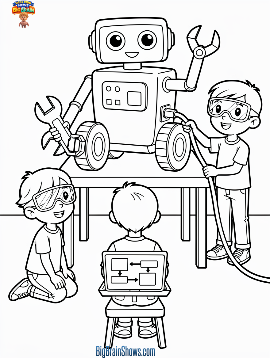 Colouring Page: Building a Team Robot (Centre Punch)