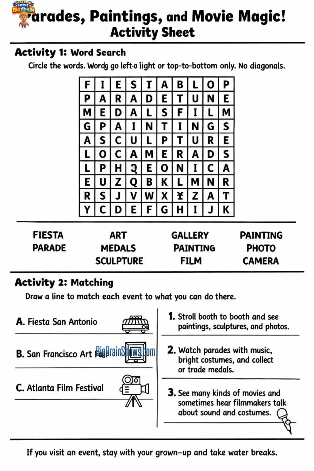 Episode 48 Activity Sheet: Find the Words + Match the Events