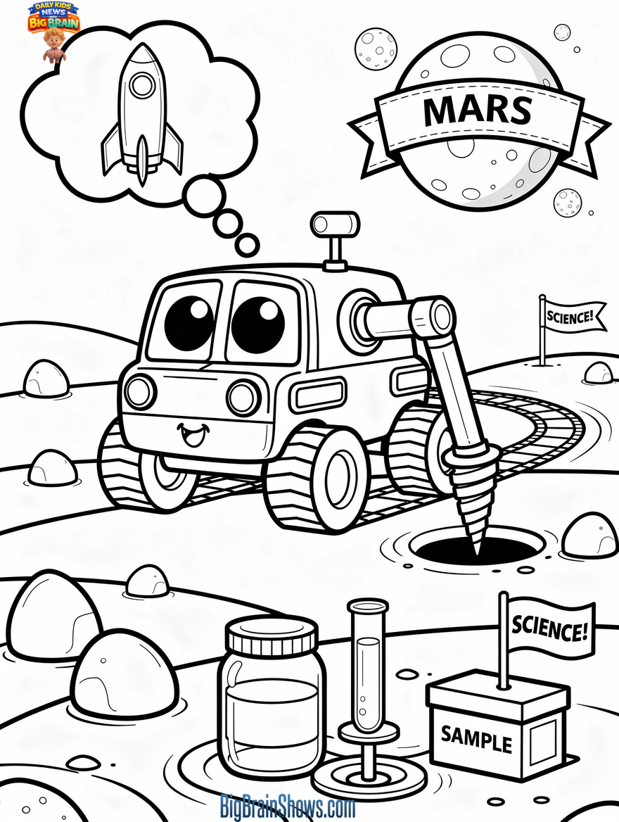 Coloring Page: Rosalind Franklin Rover Drills for Clues