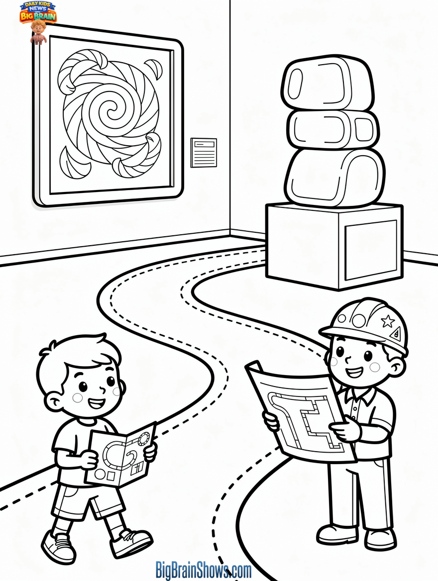 Coloring Page: The Museum Building Is an Art Adventure Path