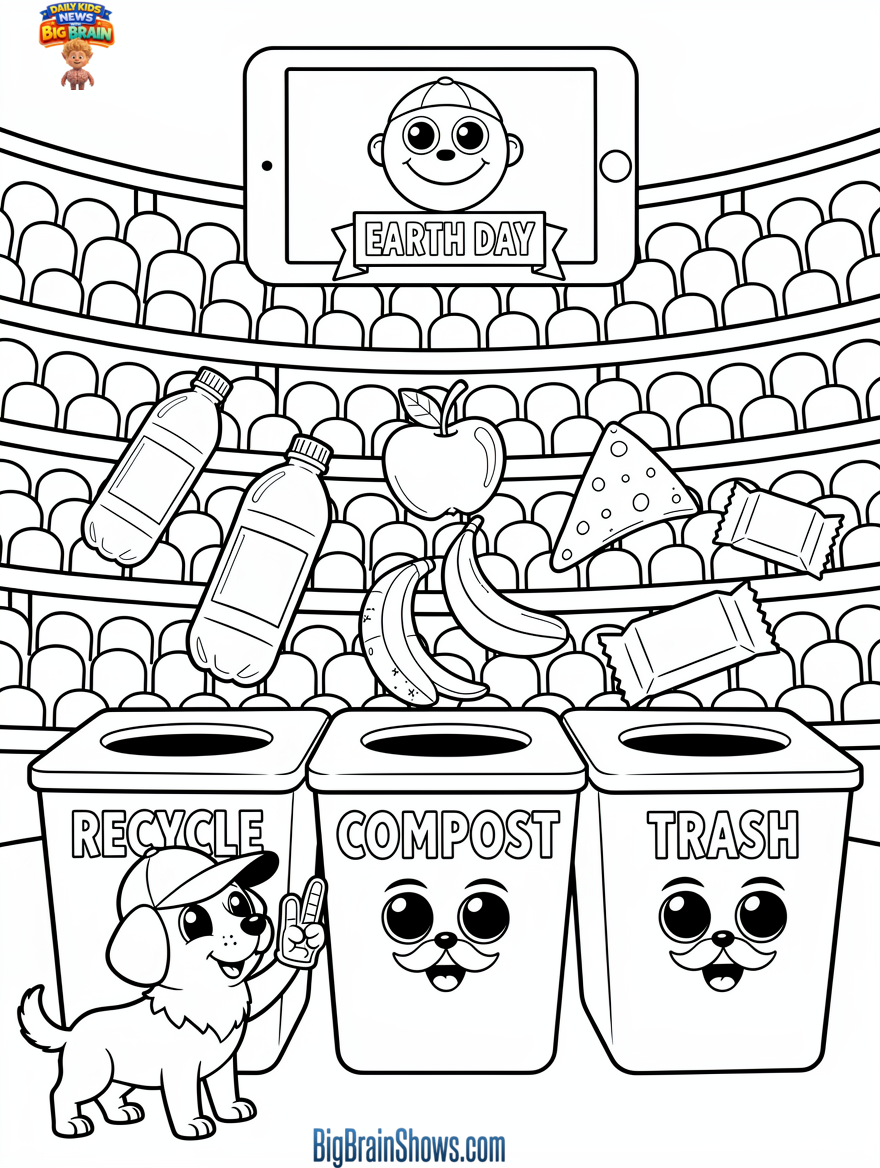 Coloring Page: Greener Ballpark Sorting Station