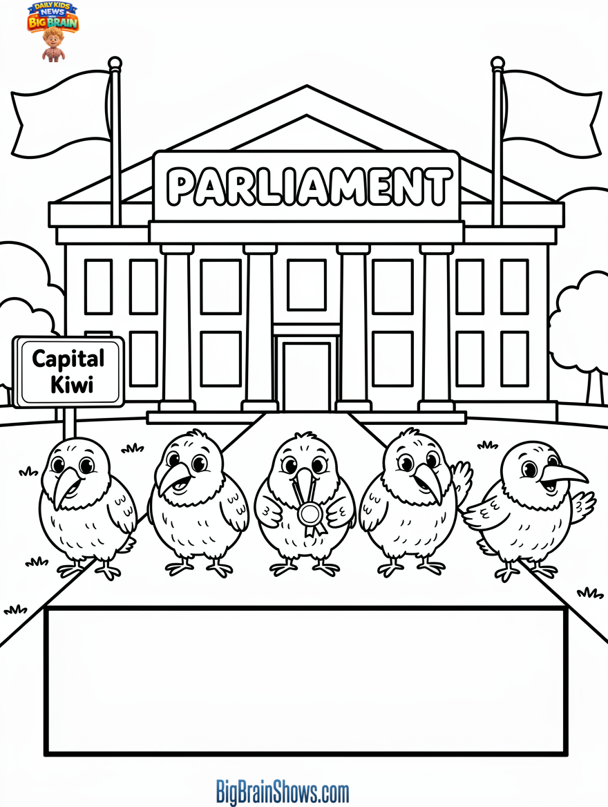 Kiwi VIPs Visit Parliament Coloring Page