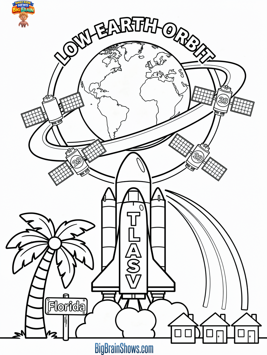 Rocket to Low Earth Orbit Coloring Page