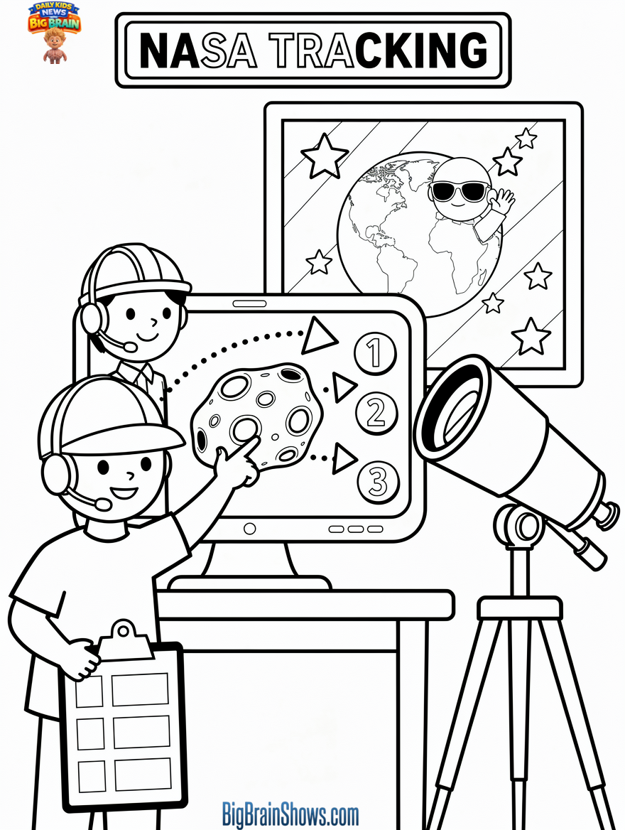 Coloring Page: NASA Tracks a Friendly Asteroid Flyby