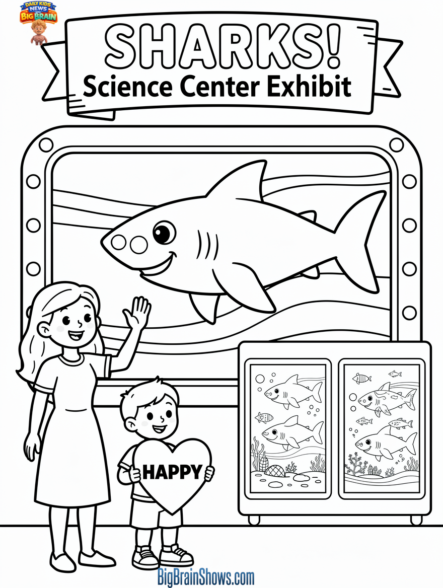 Coloring Page: Sharks Exhibit at the Science Center (Mother’s Day Weekend)