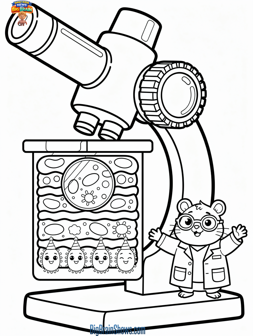 Coloring Page: Microfossil Mystery Under the Microscope