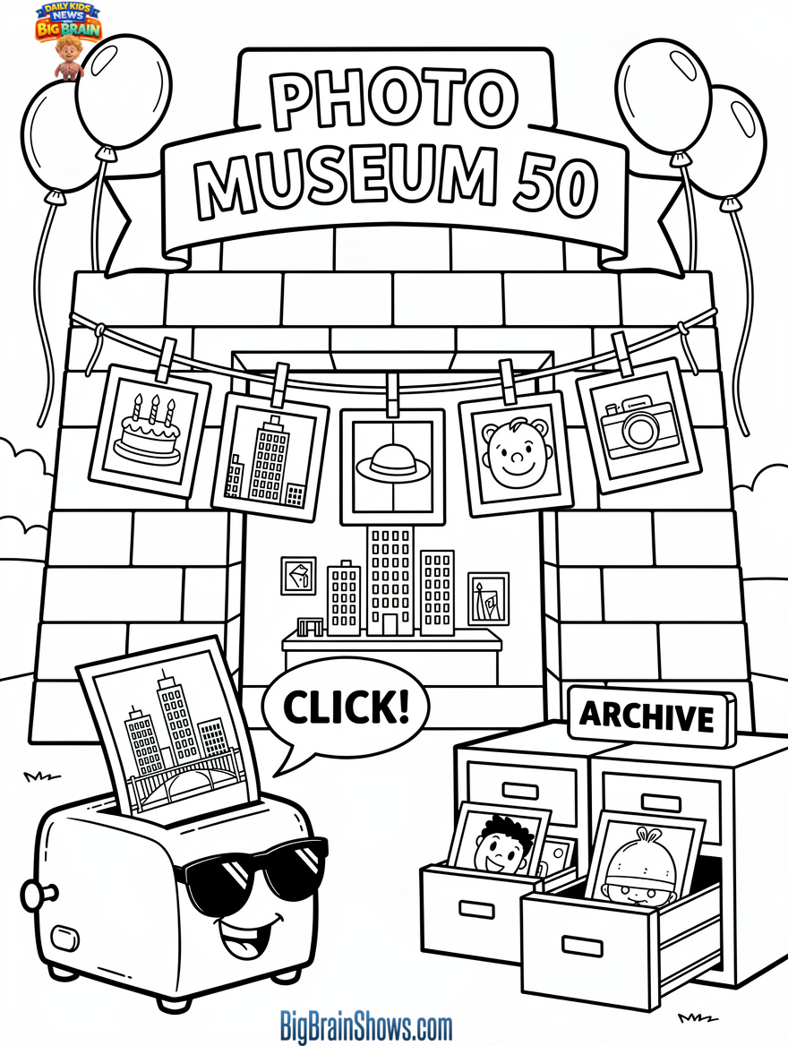 Coloring Page: The Photo Museum Time Machine Turns 50