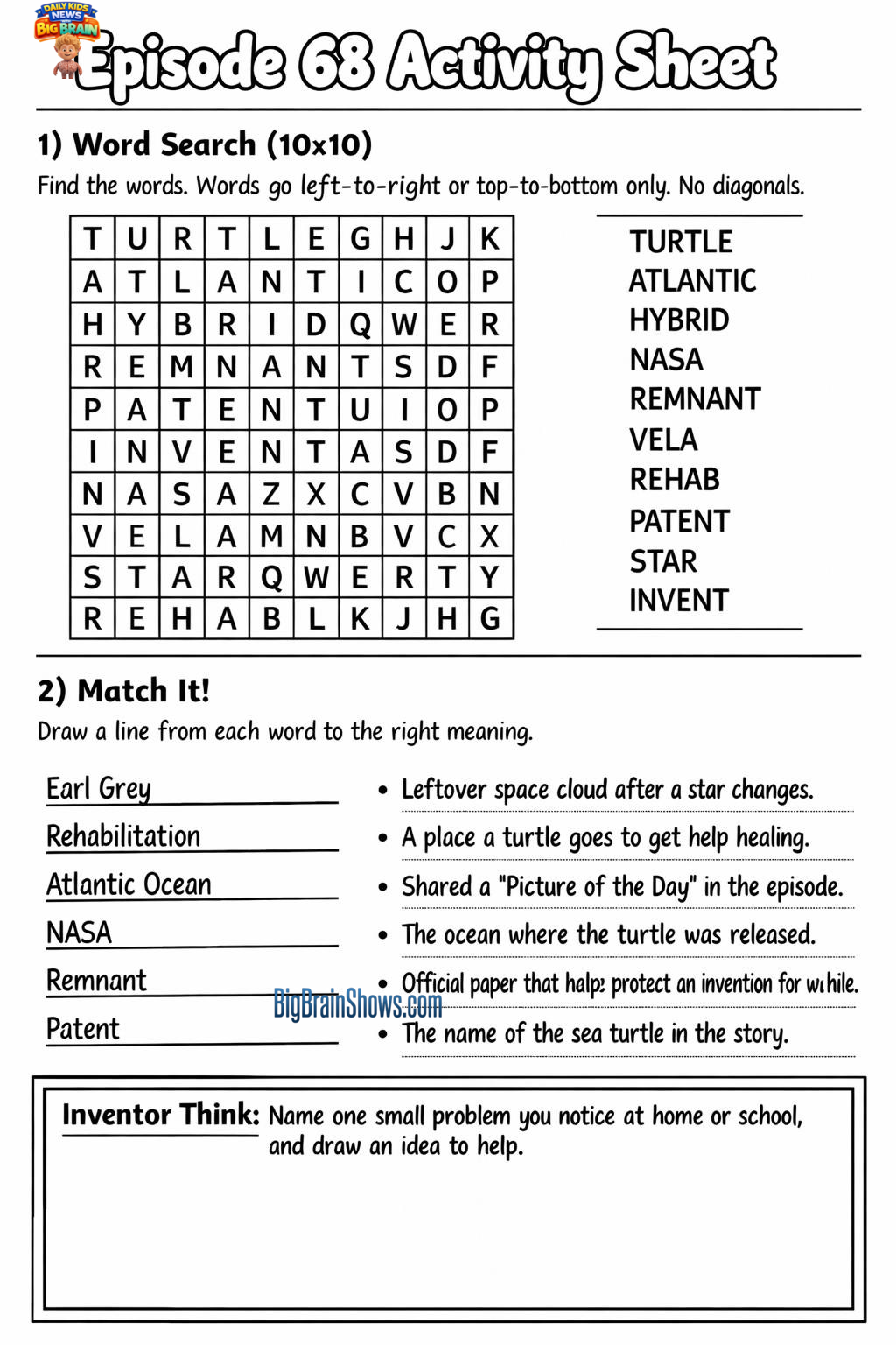 Episode 68 Activity Sheet: Search, Match, and Think Like an Inventor