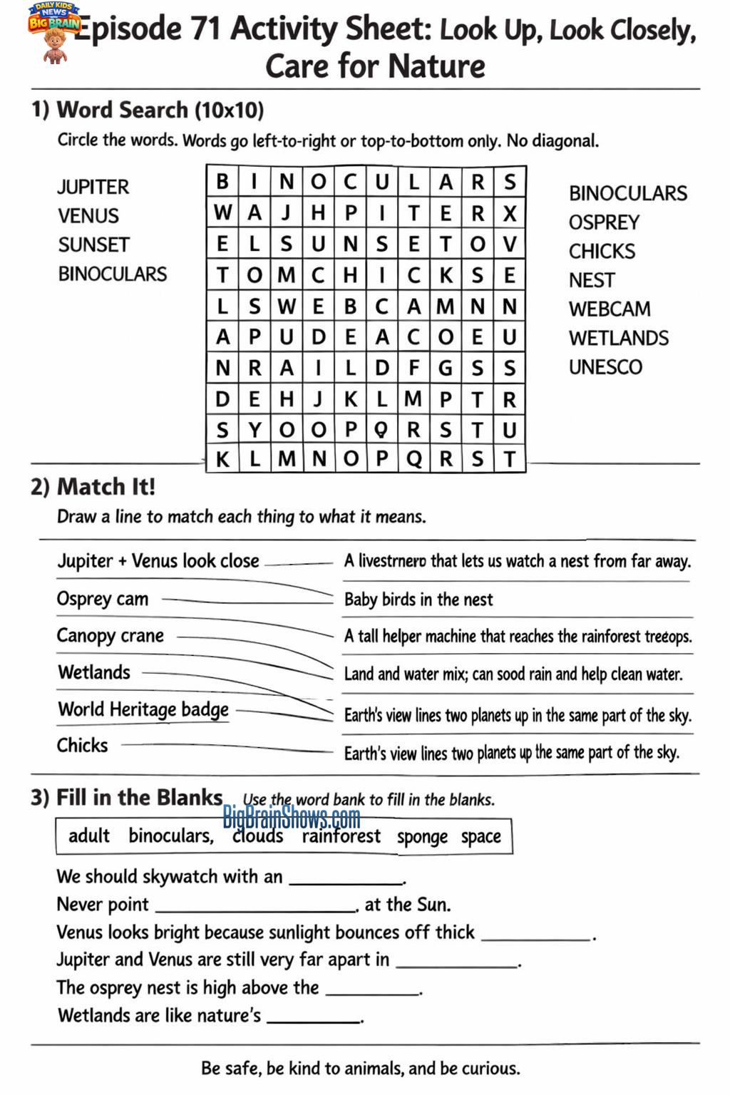 Episode 71 Activity Sheet: Look Up, Look Closely, Care for Nature