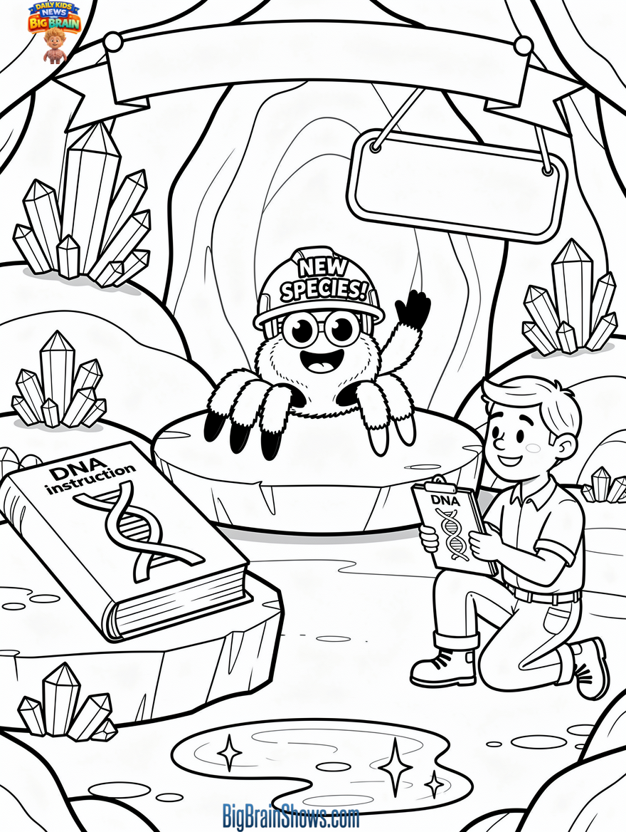 Coloring Page: The New Cave Spider Gets Named
