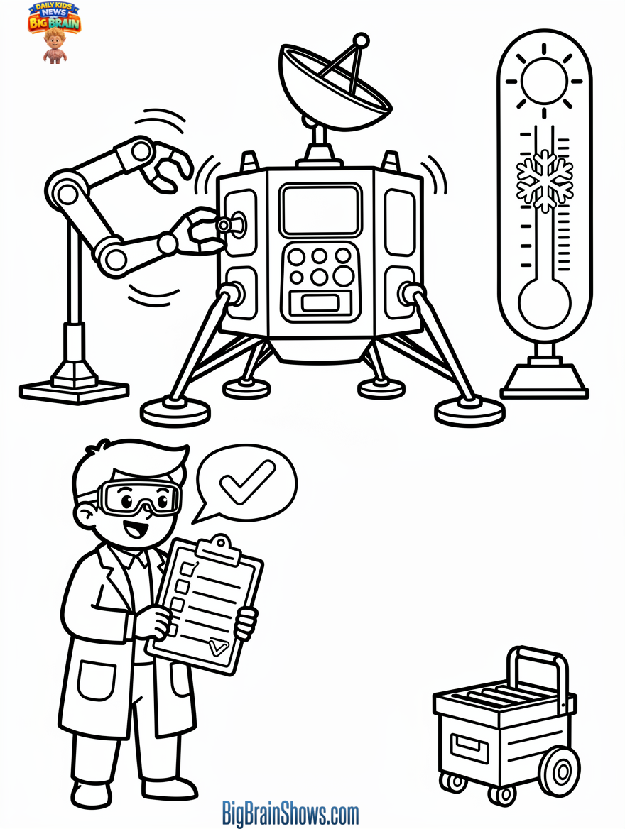 Coloring Page: Testing the Griffin-1 Moon Lander Before Launch