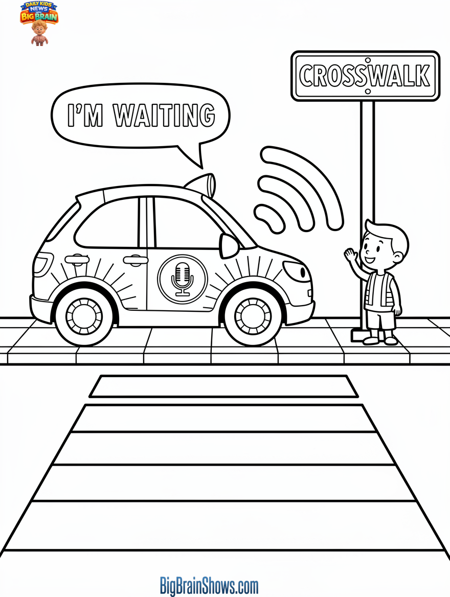 Robotaxi Talking at the Crosswalk