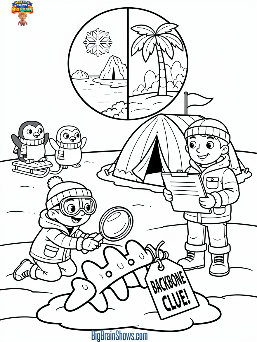 Coloring Page: Antarctica Fossil Clue and the Titanosaur