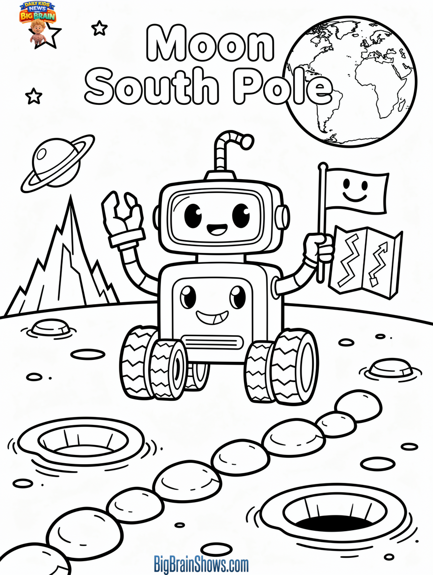Coloring Page: Robot Scouts at the Moon’s South Pole