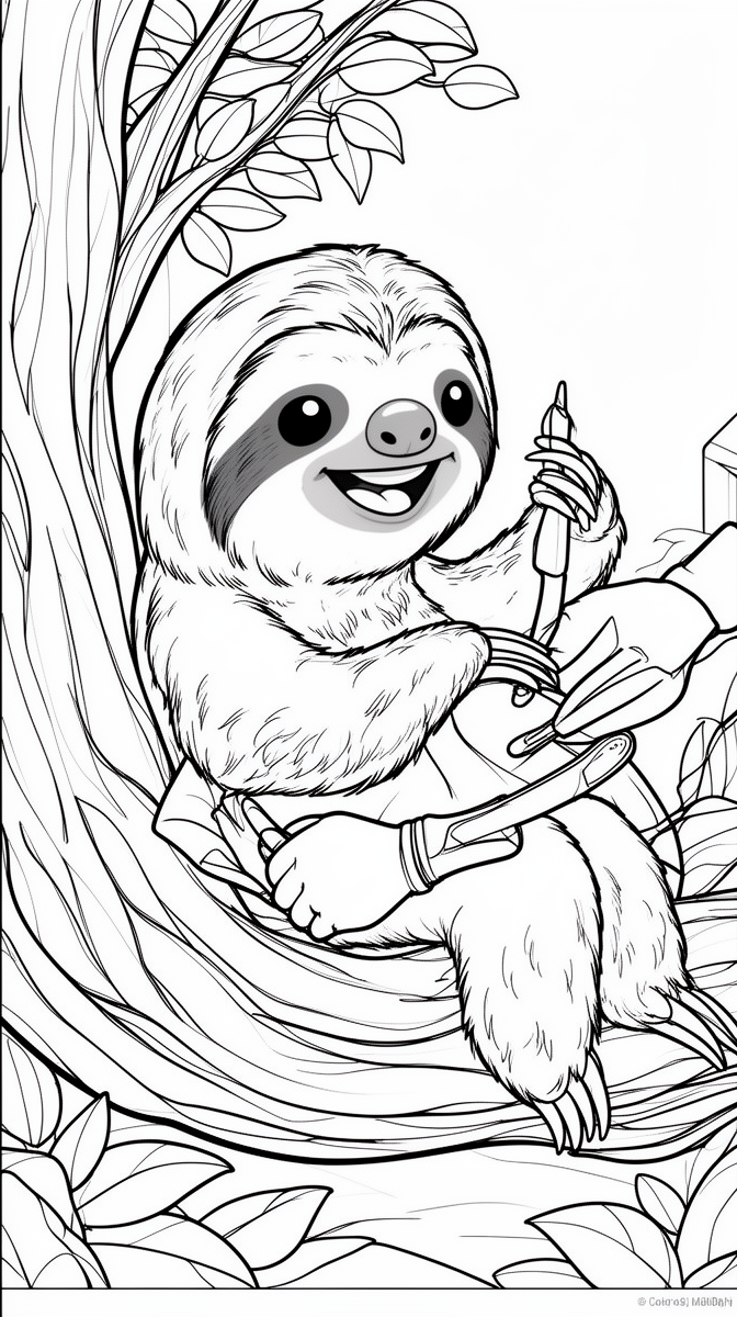 A baby sloth gets a careful checkup Coloring Page