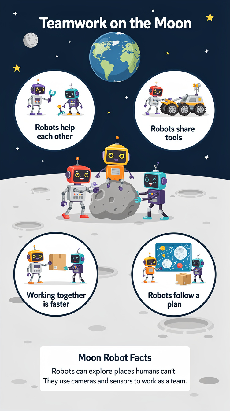 Moon robots practice teamwork Infographic