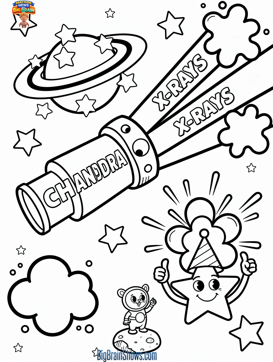 Coloring Page: Chandra Makes Red, White, and Blue Space Pictures