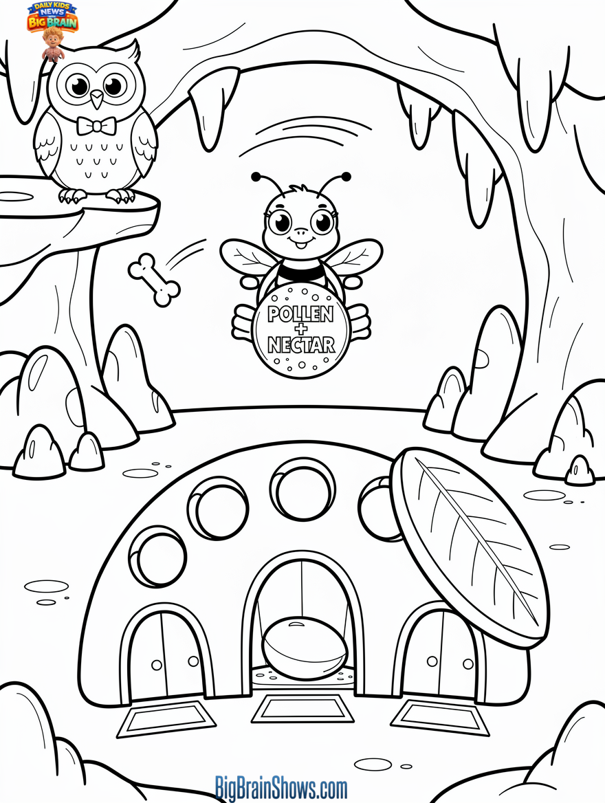 Coloring Page: Bees Make a Nursery in a Jawbone