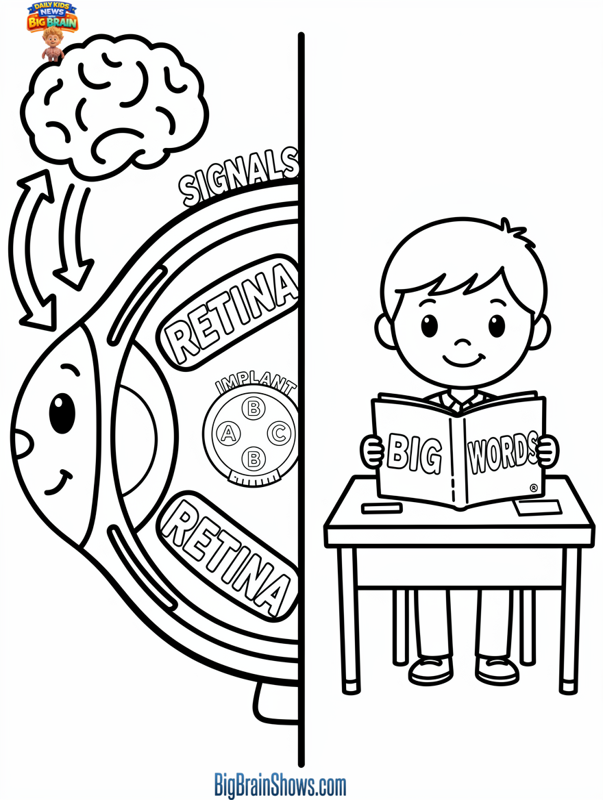 Coloring Page: A Tiny Implant Helps With Reading Again