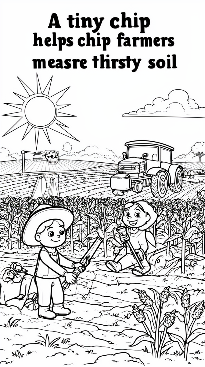 A tiny chip helps farmers measure thirsty soil Coloring Page