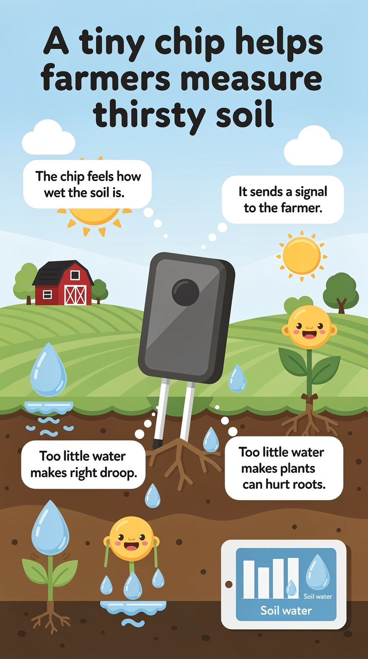 A tiny chip helps farmers measure thirsty soil Infographic