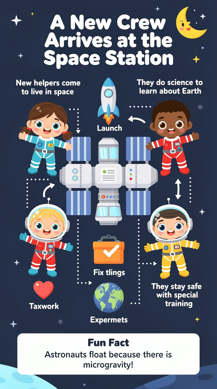 A New Crew Arrives at the Space Station Infographic