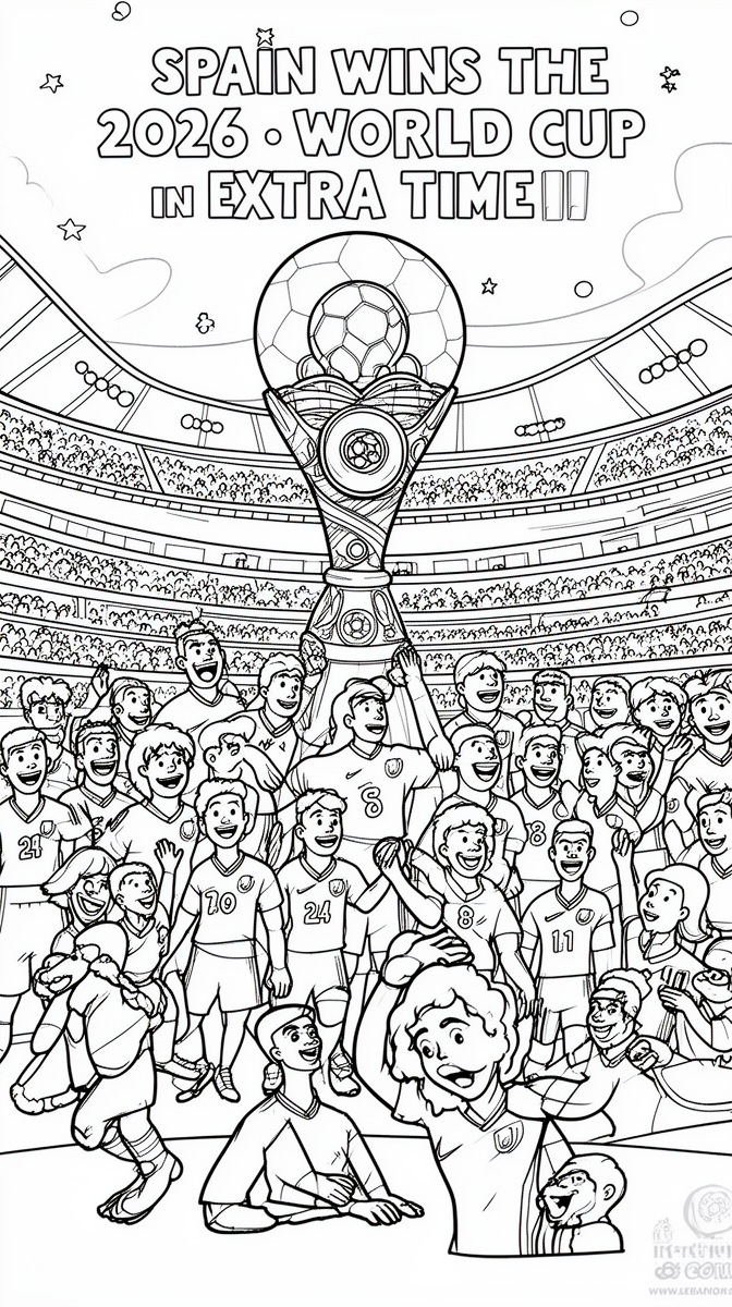Spain Wins the 2026 World Cup in Extra Time Coloring Page