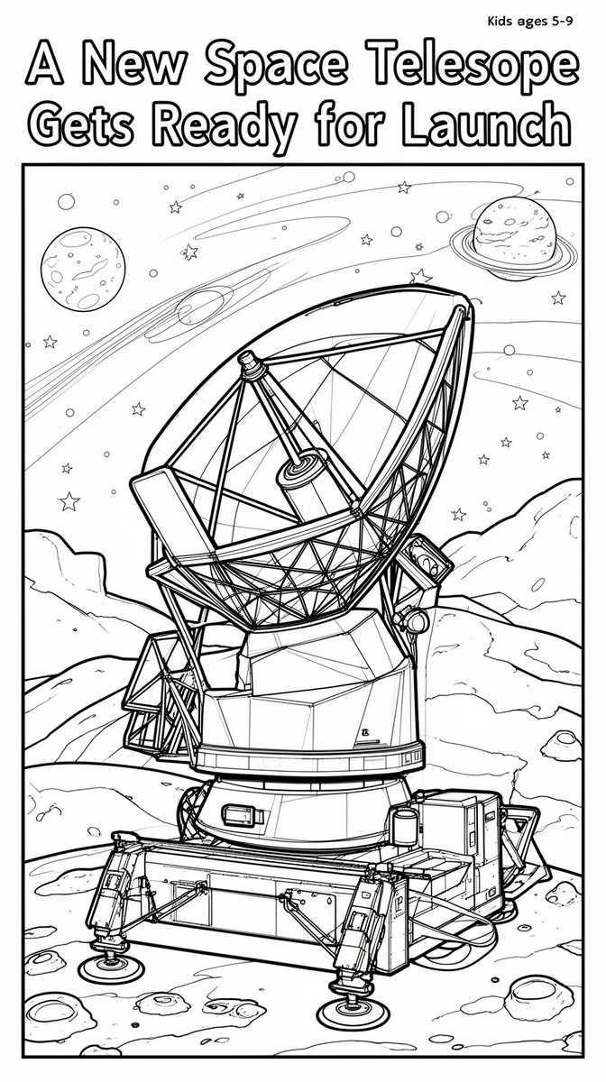 A New Space Telescope Gets Ready for Launch Coloring Page